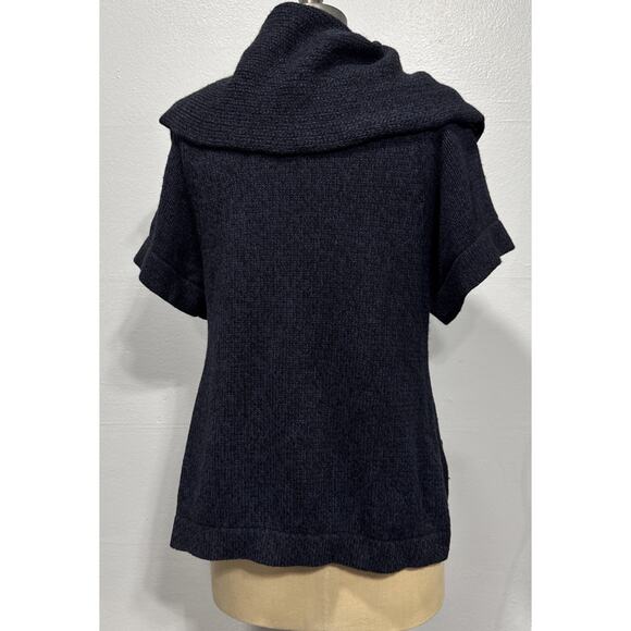 Woolworths Women's Wool Blend Cardigan Sweater Short Sleeve Collared Size S Navy - Picture 2 of 12
